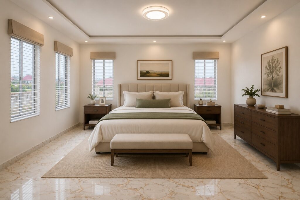 Staged master bedroom